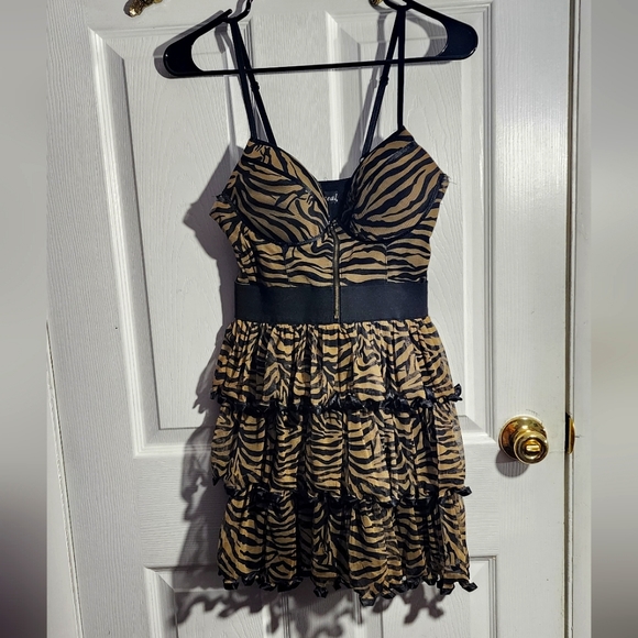 Dresses & Skirts - Cute punk Bustier Y2K Tiger Striped Ruffle Dress